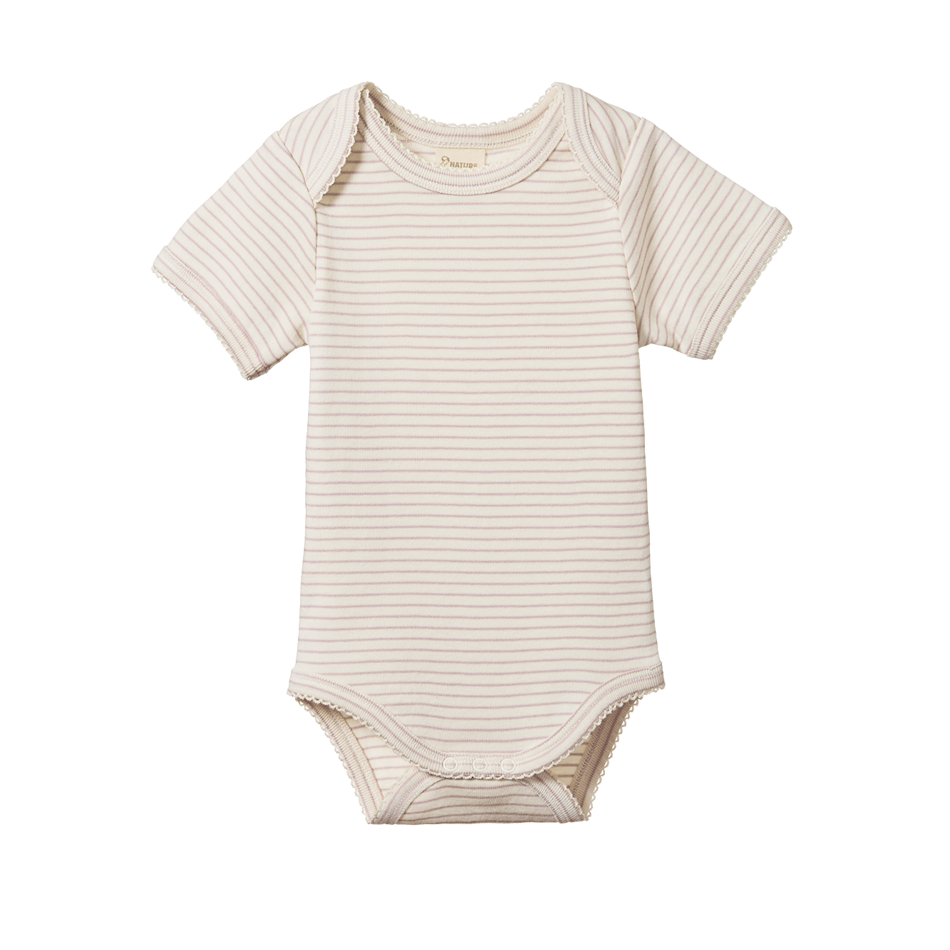 SHORT SLEEVE BODYSUIT | Lilac Pinstripe-Web-front