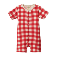 SUMMER SLEEPY SUIT | Red Crispin Check-Web-front