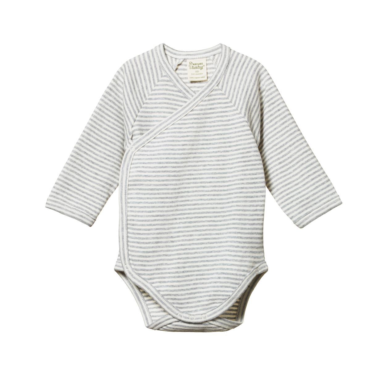 L/S KIMONO BODYSUIT | Grey Marl Stripe-Web-front