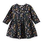 L/S TWIRL DRESS | Navy Pollyanna Print-Web-front