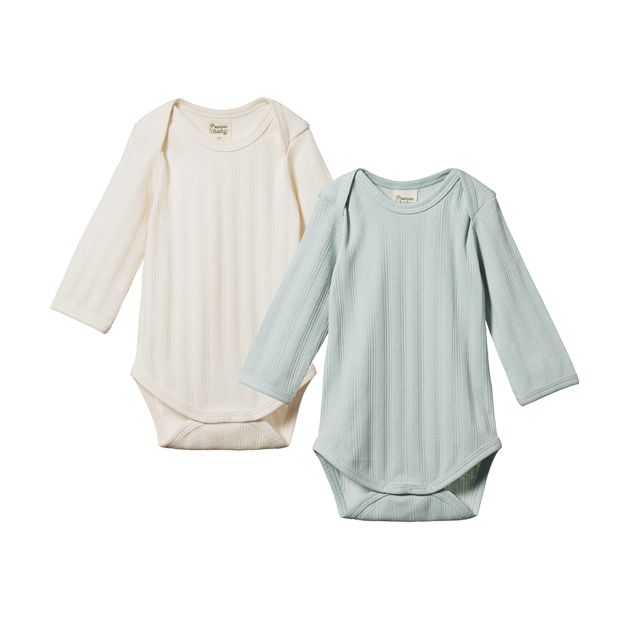 L/S BODYSUIT DERBY 2 PACK | Natural/Sea-Web-front