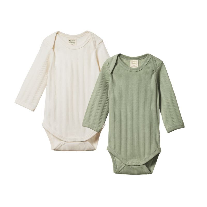 Buy 2 Pack Derby Long Sleeve Bodysuits Online in Australia Nature baby